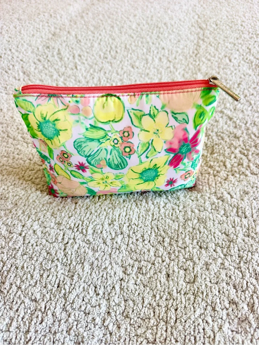 Clinique Floral Cosmetic Pouch Bag - Pink and Yellow